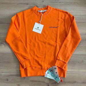 XL OFF-WHITE MEN'S CREWNECK ORANGE COTTON SWEATERS